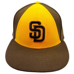New Era 59FIFTY San Diego Padres Fitted Hat Brown Yellow MLB Size 7 3/8